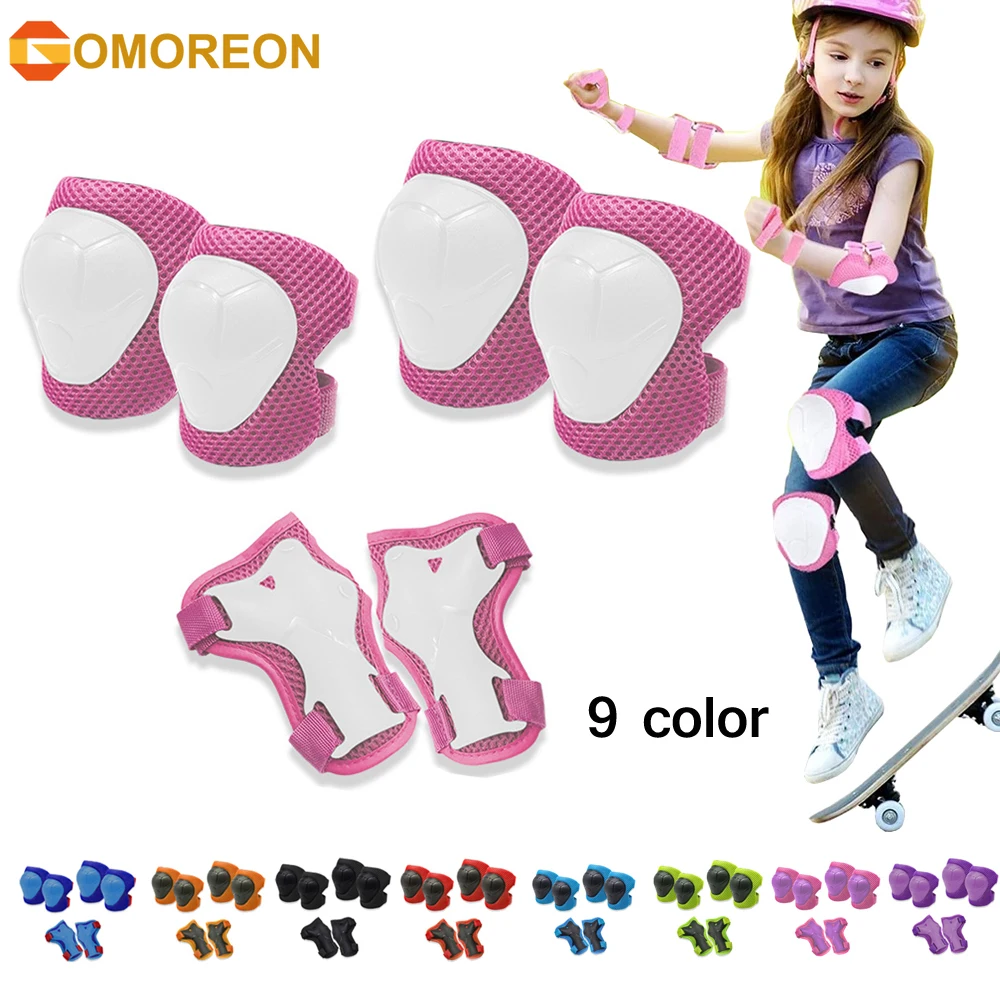 Cycling Gear Kids - GOMOREON 6Pcs/Set Kids Knee Pads Elbow