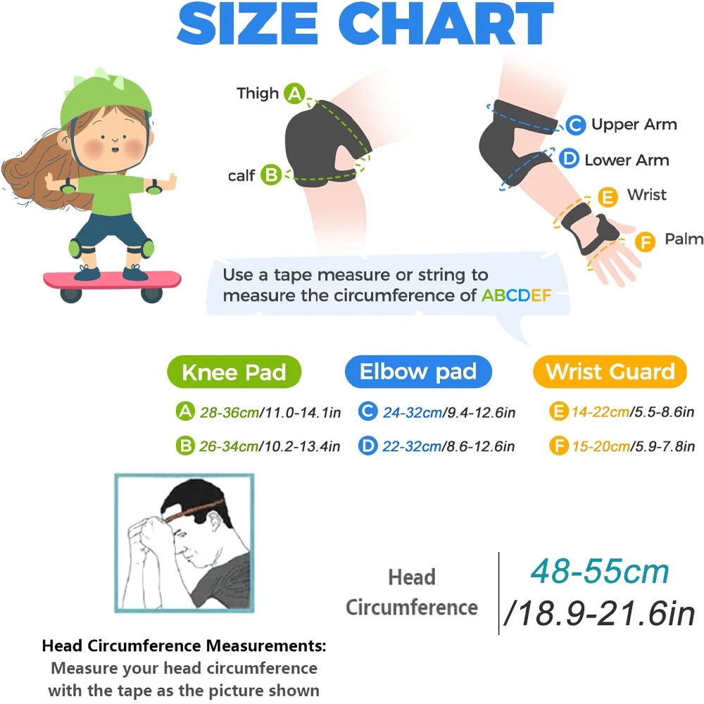 7Pcs/Set Kids Bike Helmet Skat - огляд і ціна Cycling Gear Kids